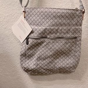 Thirty one crossbody shoulder bag grey and white new with tags